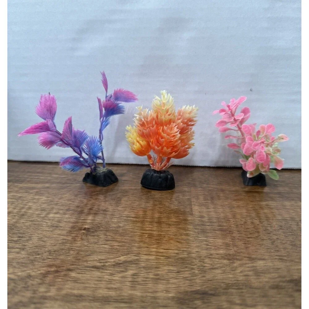 Lot Artificial Aquarium Plastic Plants & Flower Decor, Multicolor, Weighted